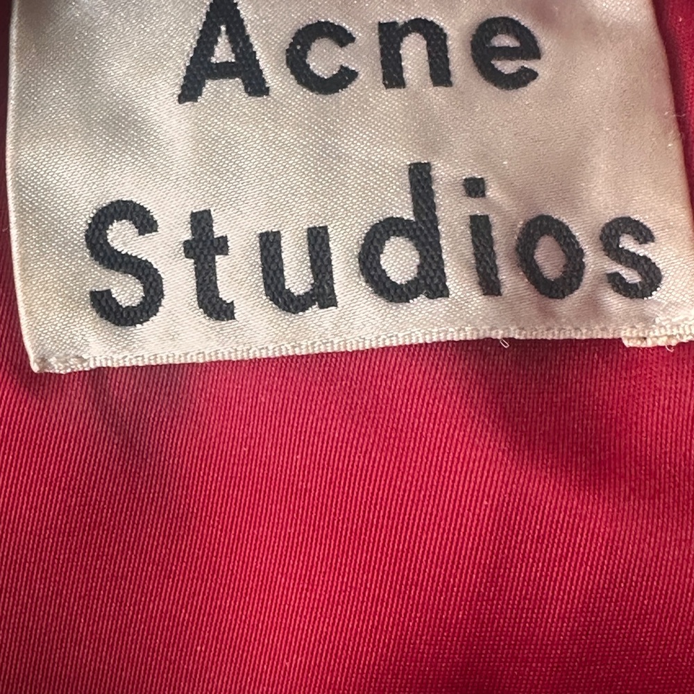 Acne Studios Red Bomber Jacket Full Zip Lightweight Mid-Length Men's Size 50 - Picture 7 of 9